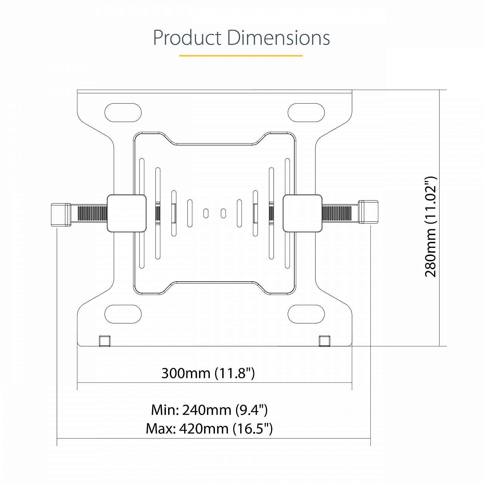 Підставка для ноутбука VESA StarTech.com - Поличка / адаптер для ноутбуків до 4,5 кг - VESA 75 x 75 та 100 x 100, фото №7