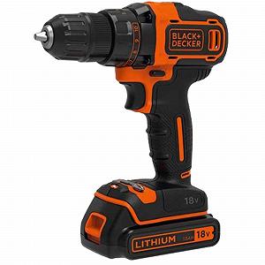 Дрель-шуруповерт Black+Decker Аккумуляторная 18 В 1.5 Ач Двухскоростная с LED-подсветкой и нескользящей рукояткой - Фото 1