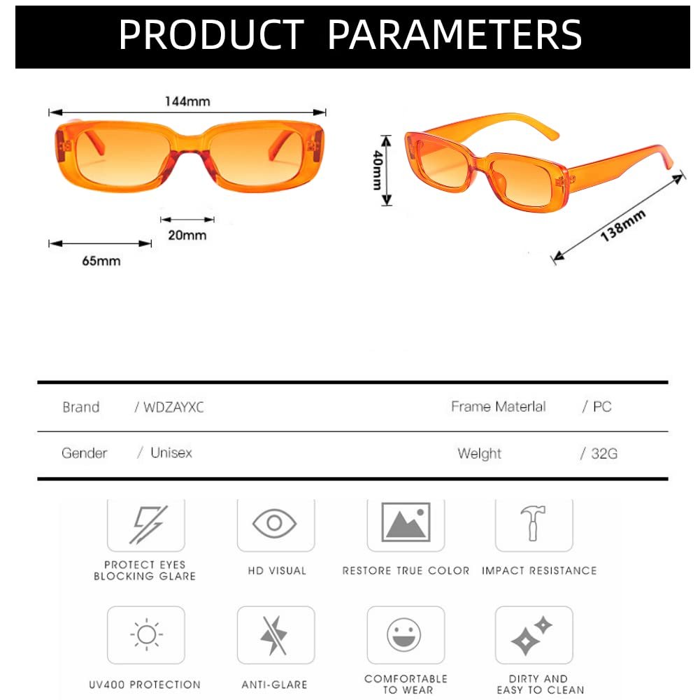 Вінтажні сонцезахисні окуляри Прямокутні WDZAYXC для жінок і чоловіків Модні ретро, фото №3
