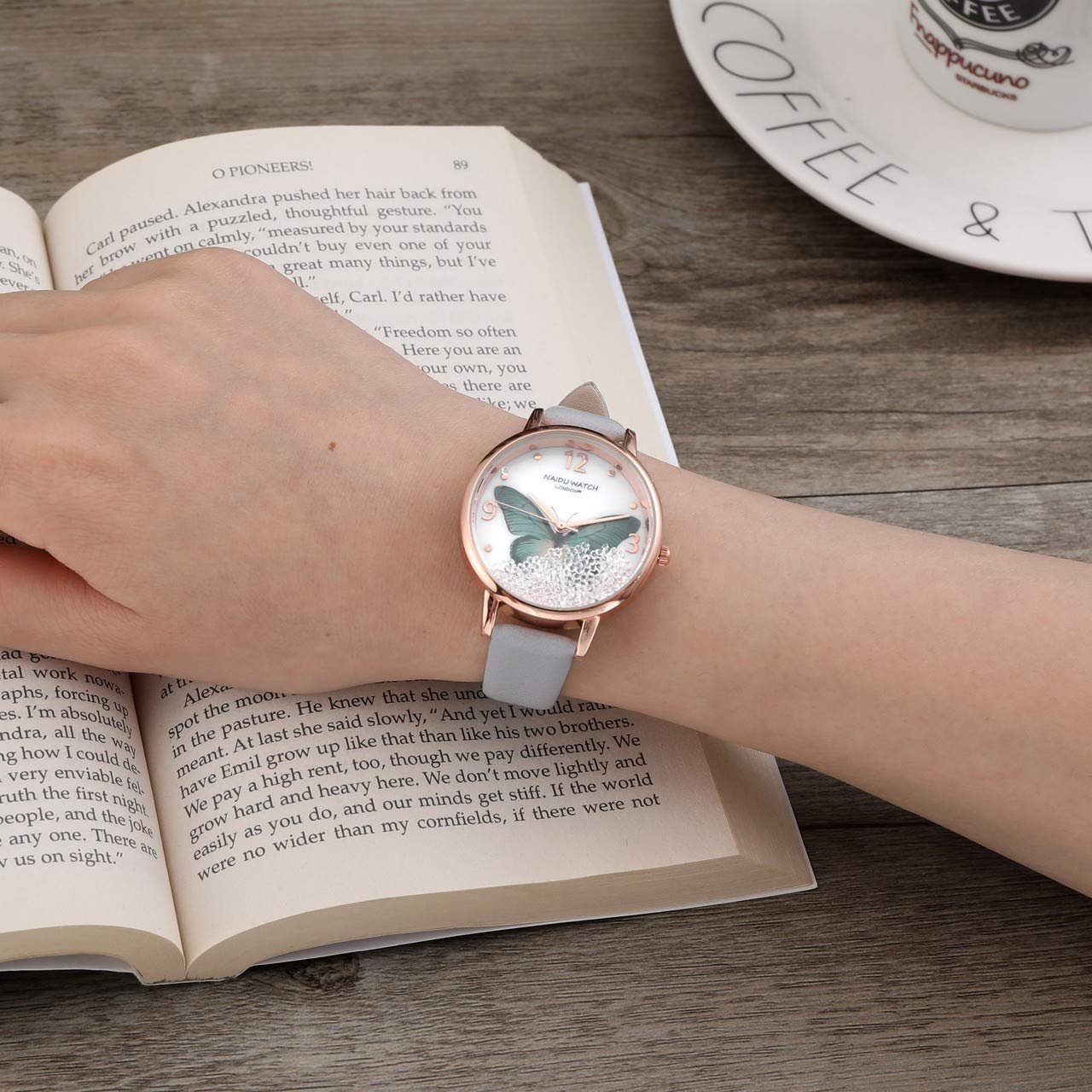 Женские Наручные Часы JSDDE Элегантные Часы Бабочка Кожаный Ремешок Кварцевые Аналоговые Часы со Стразами, фото №3