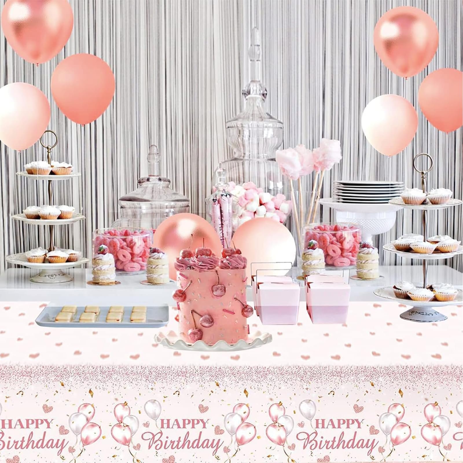 Скатертина 137 x 274 см пластикова багаторазова водонепроникна Pink Balloons, фото №5
