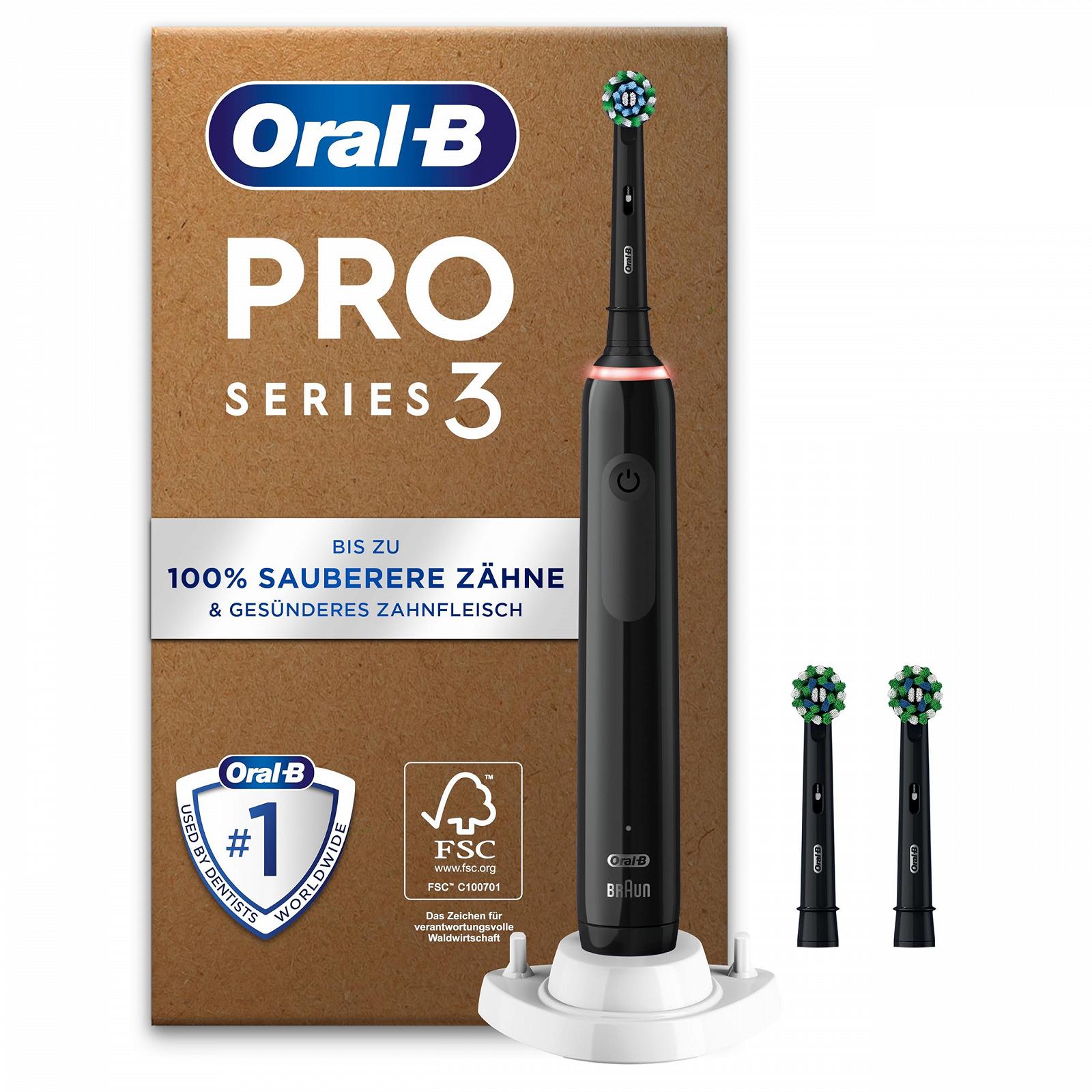 Зубна щітка електрична Oral-B Pro Series 3 Plus Edition, 3 режими, контроль тиску 360 градусів, чорний, фото №1