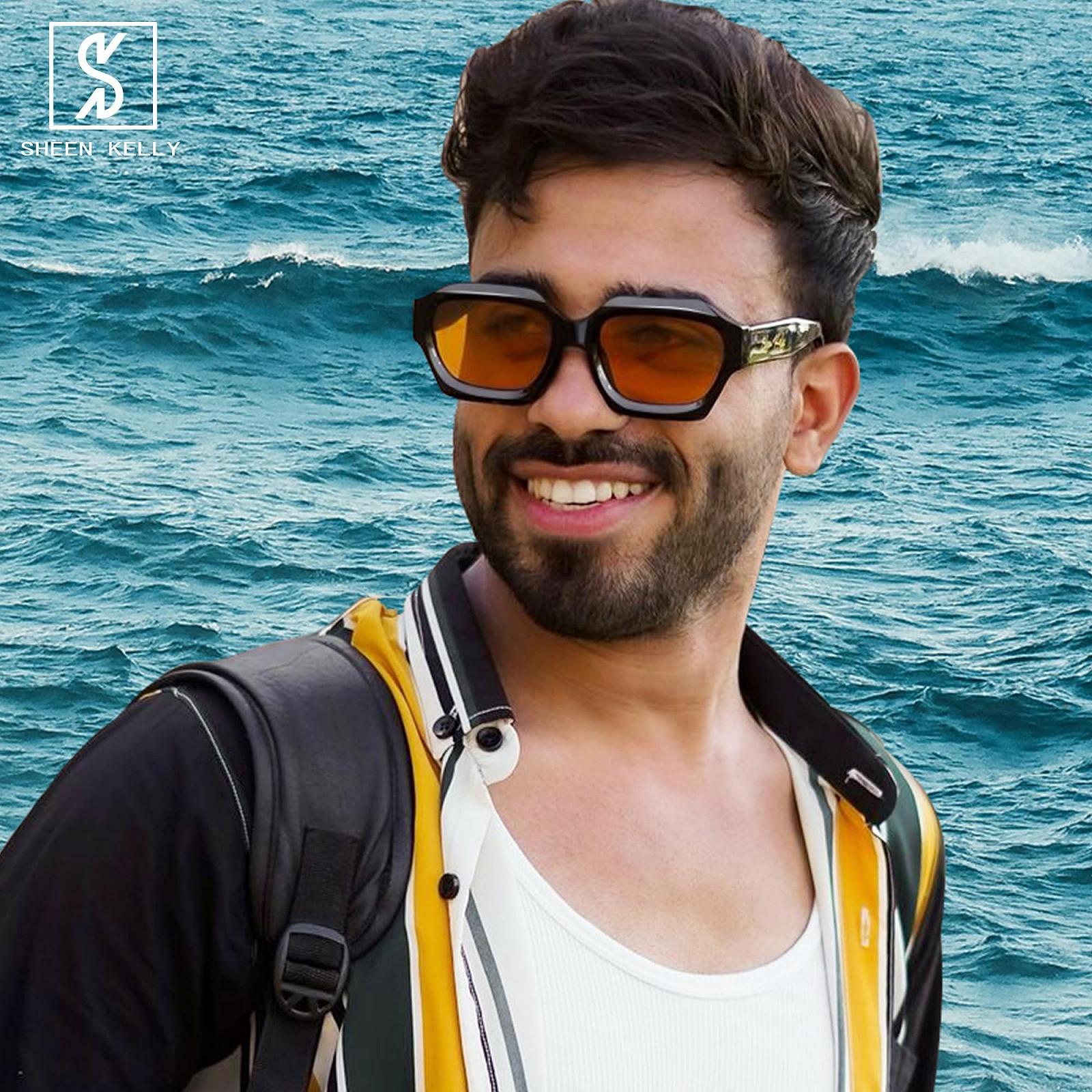 Сонцезахисні окуляри SHEEN KELLY Ретро, товсті, шестикутні для чоловіків та жінок, фото №3