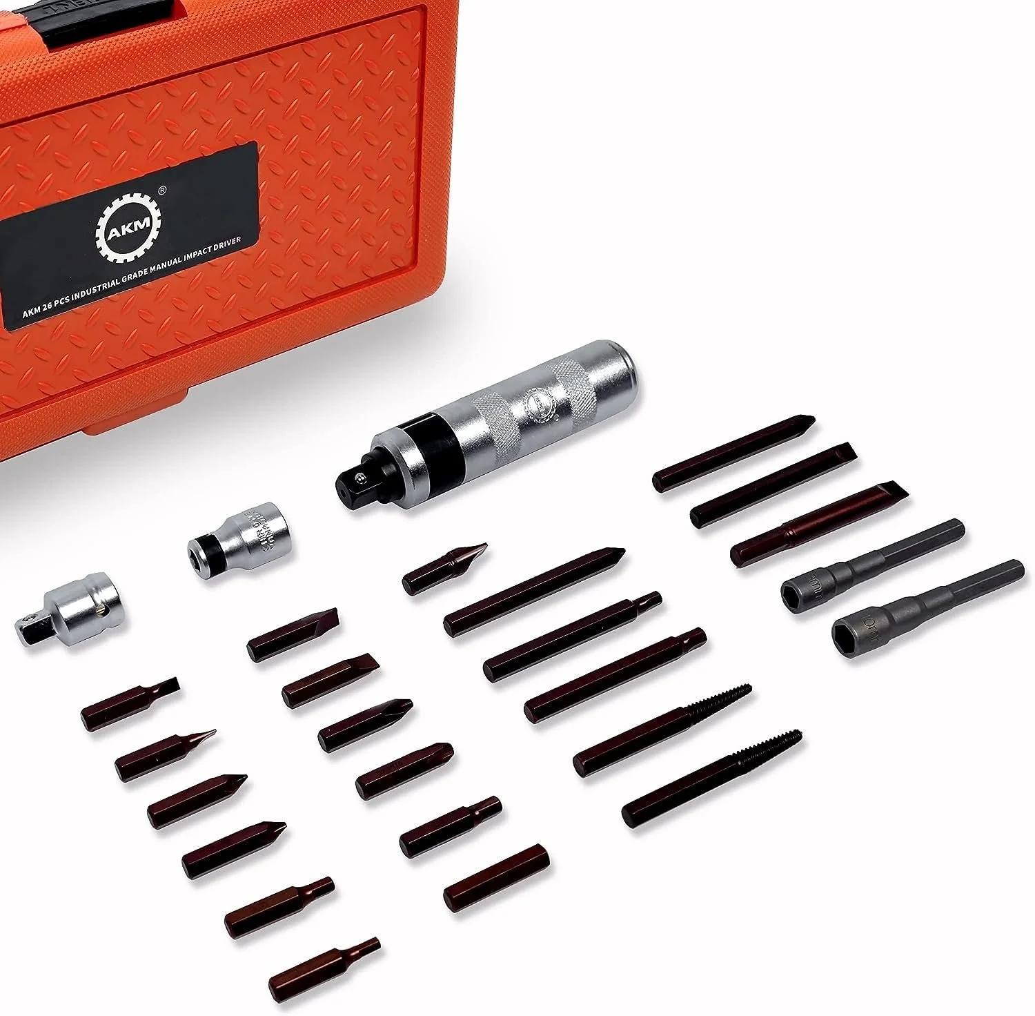 Ударна викрутка AKM Набір для видалення гвинтів 26 одиниць S2 Tool Steel, фото №1
