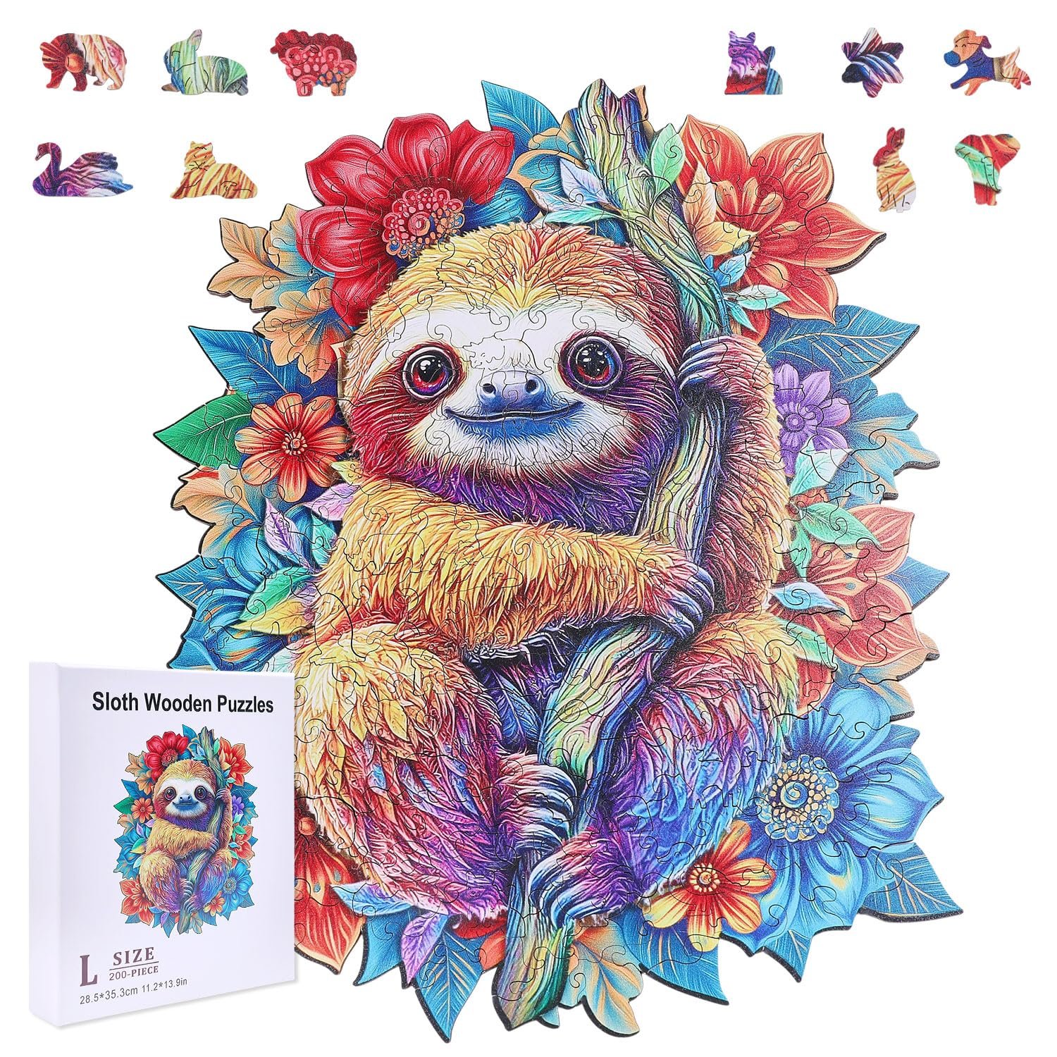 Деревянный пазл GLOBLELAND Sloth 200 элементов 28.5 x 35.3 см, фото №1