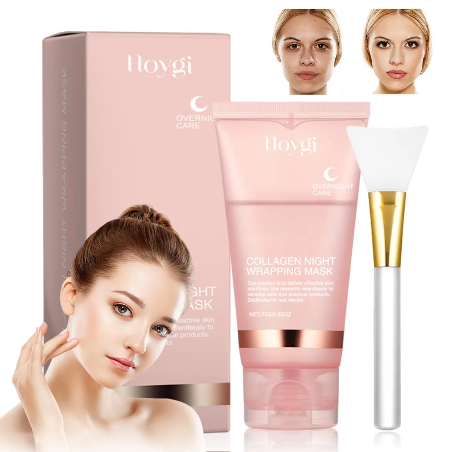 Маска Коллагеновая, 1 шт Маска Коллагеновая, Маска для лица с органическим коллагеном, Ночная маска для обертывания с коллагеном, Маска-пленка для сияющей кожи, Корейский уход за кожей, Маска для глубокого очищения лица, фото №1