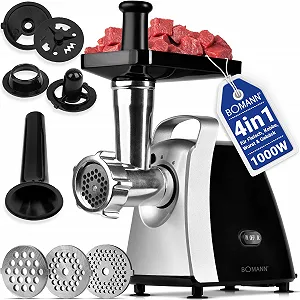 Купить Мясорубка Bomann FW 6067 CB 1000 W с насадкой для печенья и реверсом серебристая - Фото 1 Мясорубка Bomann FW 6067 CB 1000 W с насадкой для печенья и реверсом серебристая - Фото 1