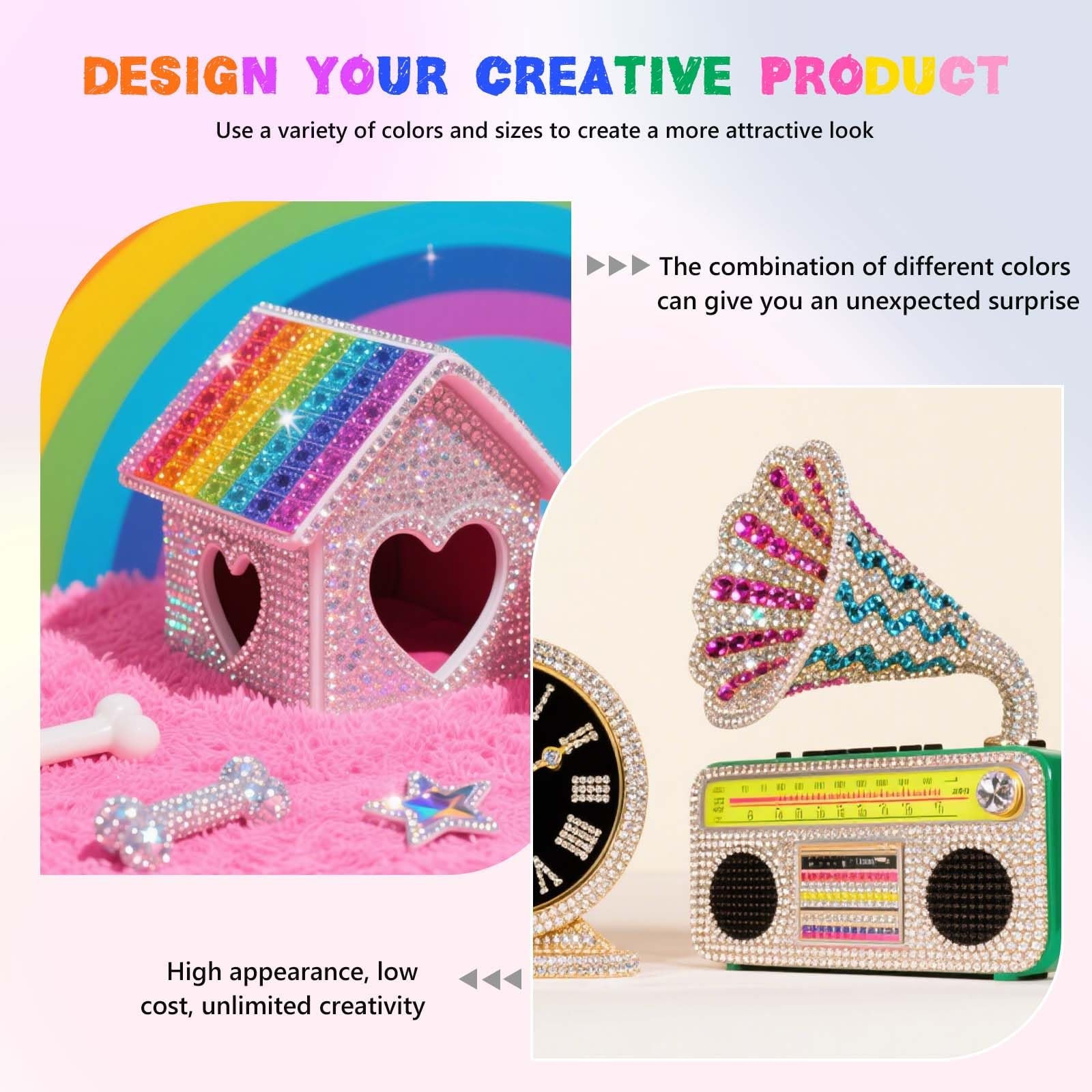 Стрази Morcheiong, 17000 шт, різнокольорові, 2-6 мм, блискучі камені з пінцетом, фото №4