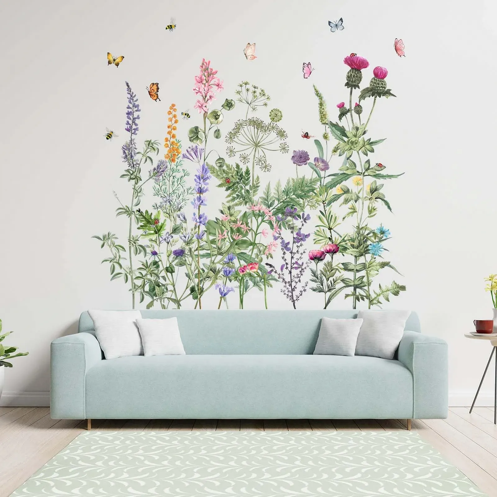 Наклейки на стіну Amimagen Акварельні квіти Бабки Метелики, фото №2