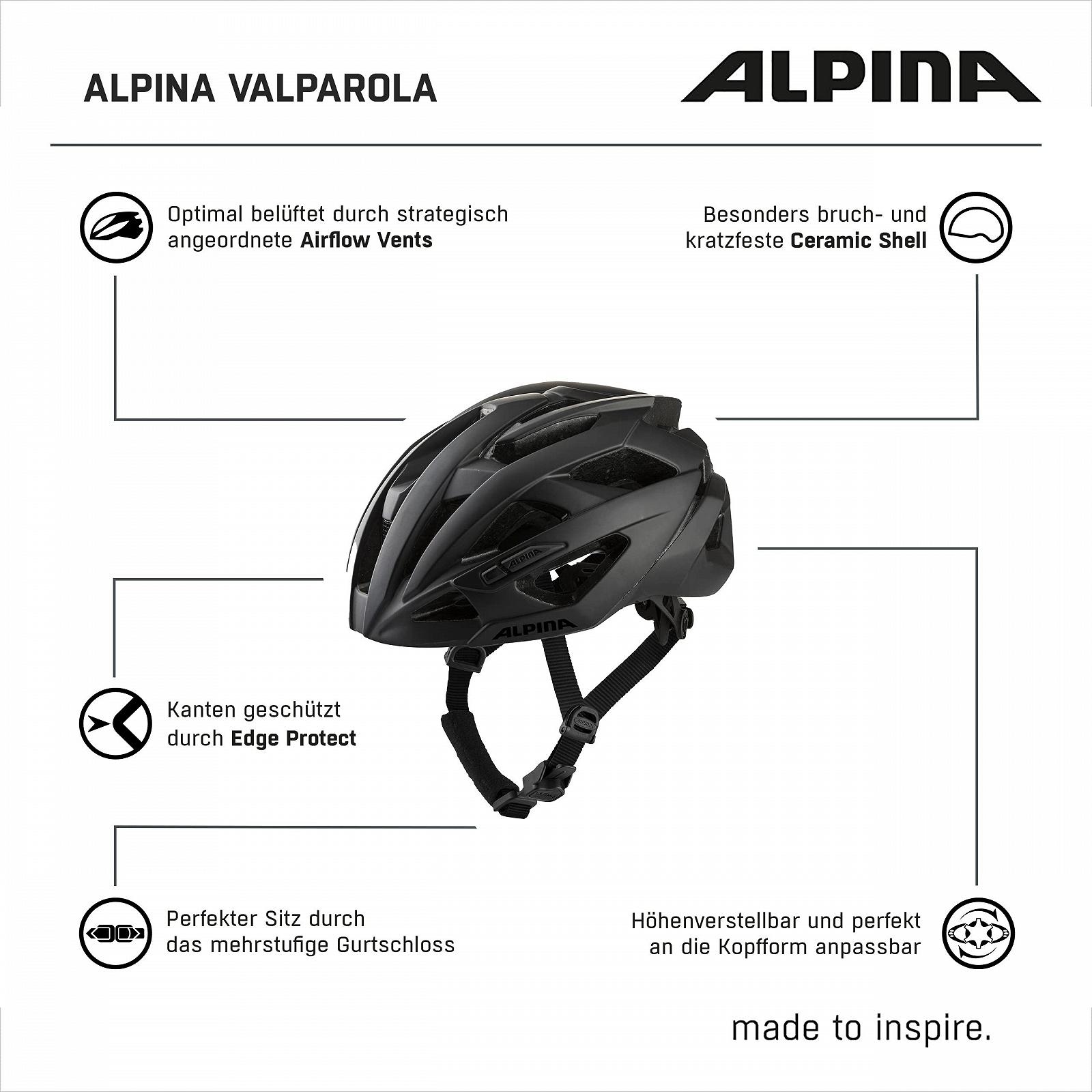 Шлем велосипедный ALPINA Valparola амортизирующий, с оптимальной вентиляцией, легкий, с антибактериальной подкладкой, для взрослых, фото №6