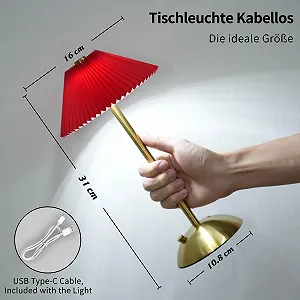 Настільна лампа LED Акумуляторна Сенсорна Димер Метал Червона A synthetic.ua - Фото 1