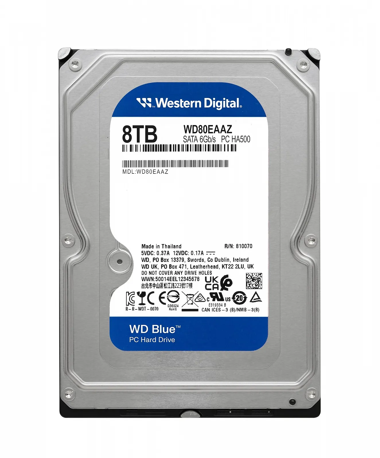 Внутрішній жорсткий диск Western Digital WD Blue 8TB 3.5 дюйма SATA 6Gbps 215MB/s 256MB Cache 5640RPM, фото №2 Внутрішній жорсткий диск Western Digital WD Blue 8TB 3.5 дюйма SATA 6Gbps 215MB/s 256MB Cache 5640RPM, фото №2