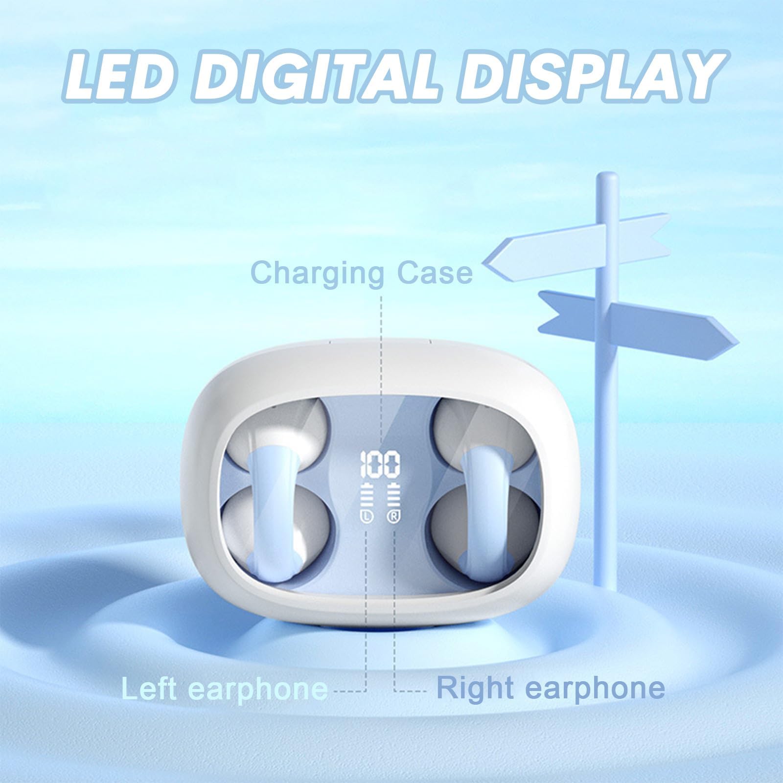 Навушники Open Ear Bone Sound Bluetooth Wireless Ear Clip Air Bone Conduction Painless Ear Clip Sports Headphones з мікрофоном Wireless для бігу тренування велоспорту спортзалу, фото №6