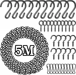 Ланцюг для підвішування DIY 5 м з гачками та шурупами чорний - Фото 1