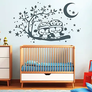 Наклейка на стіну Wall Sticker Loft 2 Sleeping Owls 54 кольори / 2 розміри - Фото 1