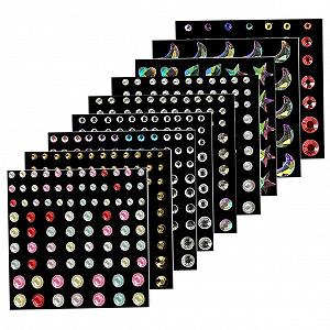 Стразы для лица PLAFOPE 9 листов, блестящие стразы, наклейки для тела, украшения для макияжа глаз - Фото 1