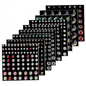 Стразы для лица PLAFOPE 9 листов, блестящие стразы, наклейки для тела, украшения для макияжа глаз - Фото 1