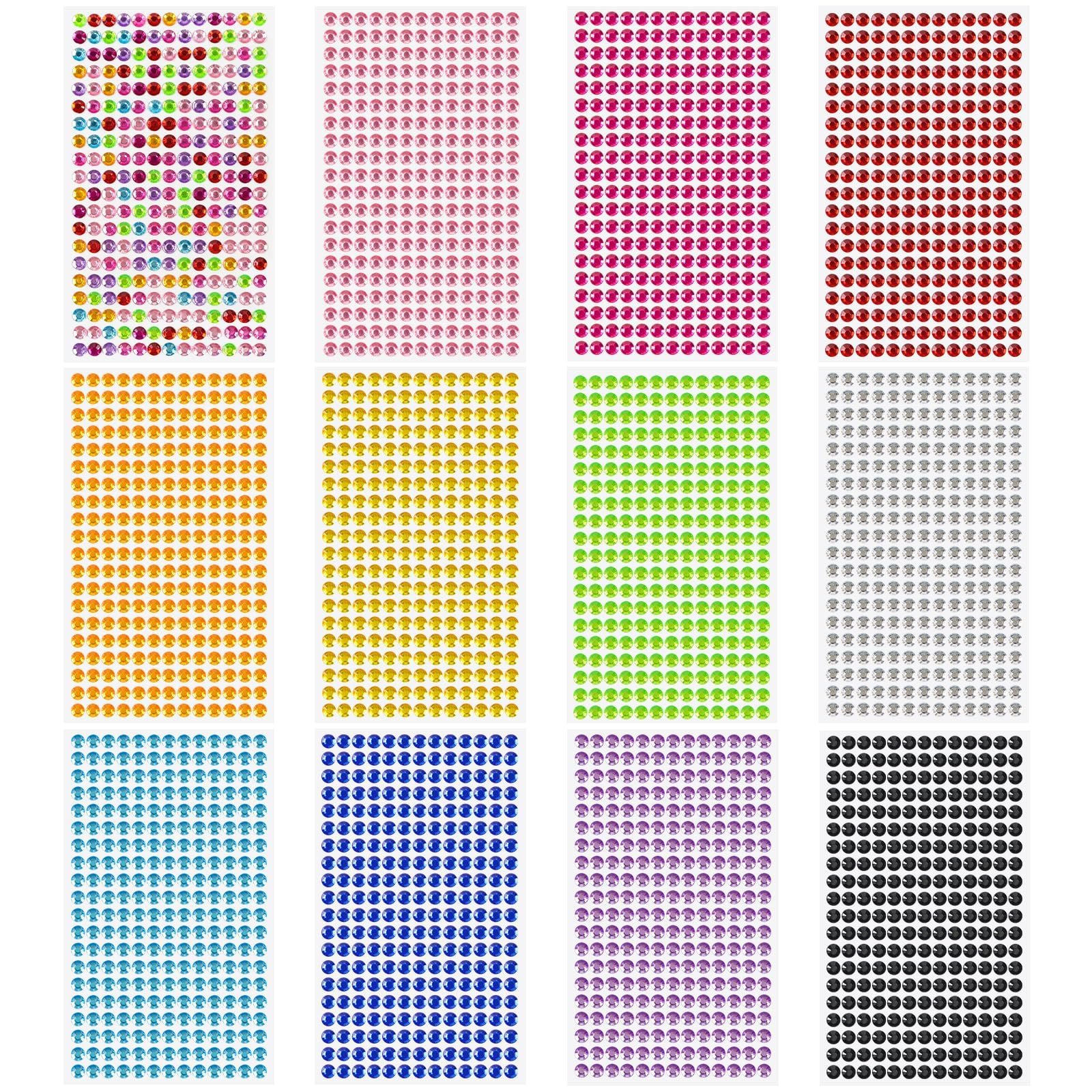 Стразы самоклеящиеся 3120 штук, 12 листов, для лица, макияжа, ногтей, фестивалей, фото №1