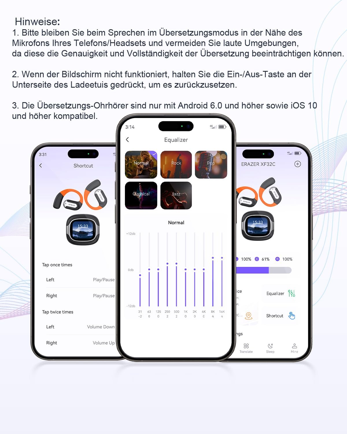 Навушники-перекладачі AI з сенсорним LCD-екраном, з підтримкою 150 мов, фото №8