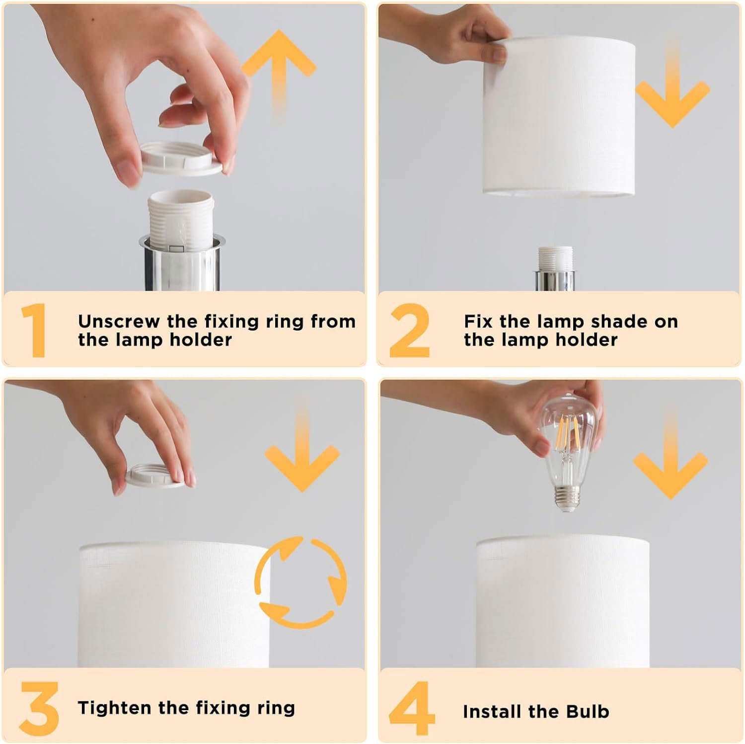 Настільна лампа White вінтажна, ротанг, тканинний абажур, Boho, Japandi, E27., фото №8