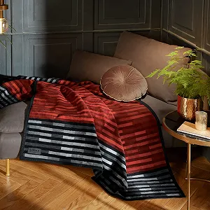 Покривало LOOKS BY WOLFGANG JOOP Бавовняна суміш Сірий/Червоний Розмір 150 x 200 см synthetic.ua - Фото 1