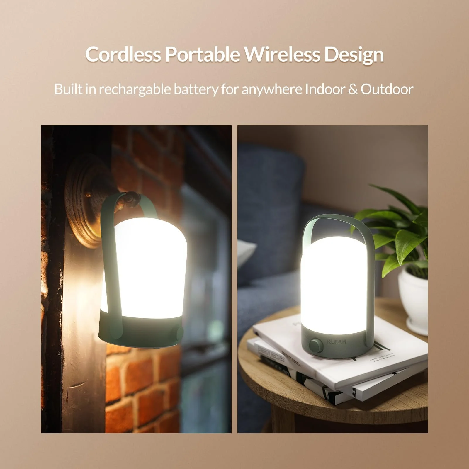 Настільна лампа-ліхтар KLEAH Portable Wireless Lantern Акумуляторна LED Зелена, фото №4