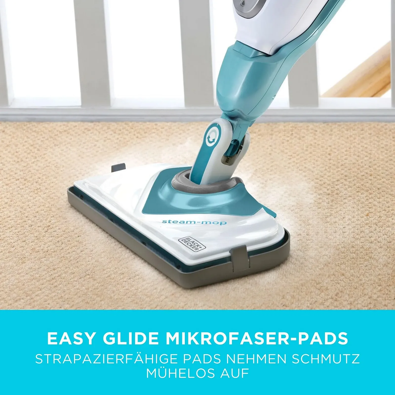 Парова швабра BLACK+DECKER 10-в-1 BHSM1615DAM-QS багатофункціональна з рукавицею STEAMitt, фото №8 Парова швабра BLACK+DECKER 10-в-1 BHSM1615DAM-QS багатофункціональна з рукавицею STEAMitt, фото №8