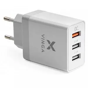 Зарядное устройство Vinga 3 Port USB Charger QС3.0 + 2x2.4A 30W max (VCPWCHQC3) - Фото 1