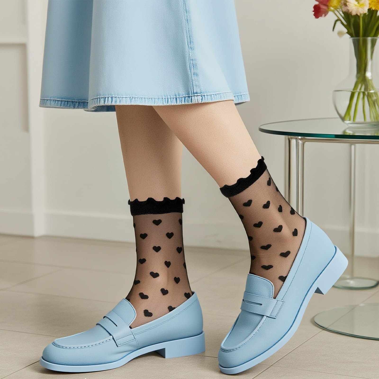 Шкарпетки з сердечками Larrel, 6 пар, прозорі, фото №7