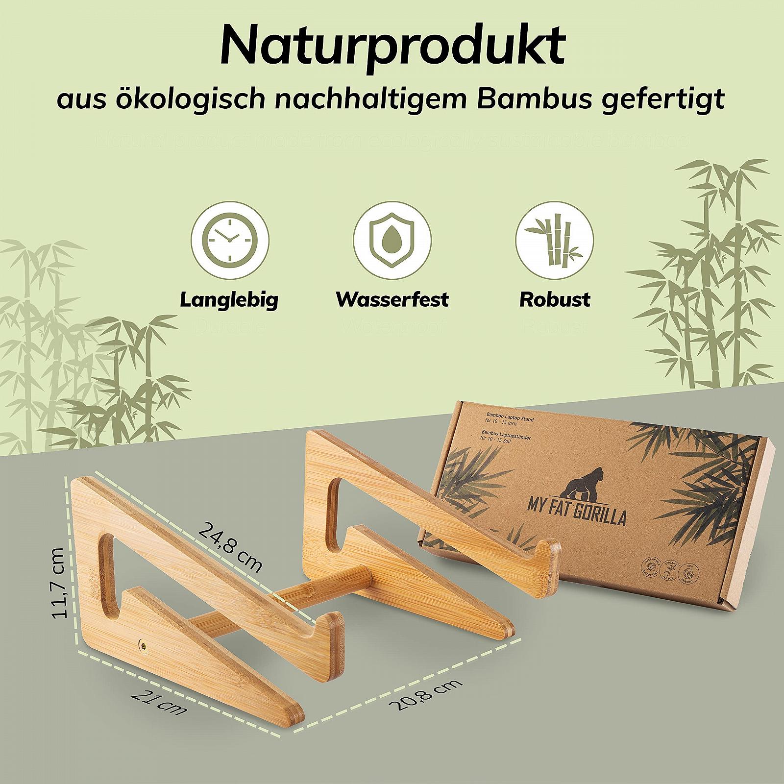Підставка для ноутбука My Fat Gorilla Bamboo, 10-15 дюймів, підставка для MacBook, дерев'яна, вертикальна, фото №6