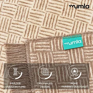 Плед MUMLA Ткань в клетку бежевый 150 x 200 см synthetic.ua - Фото 1