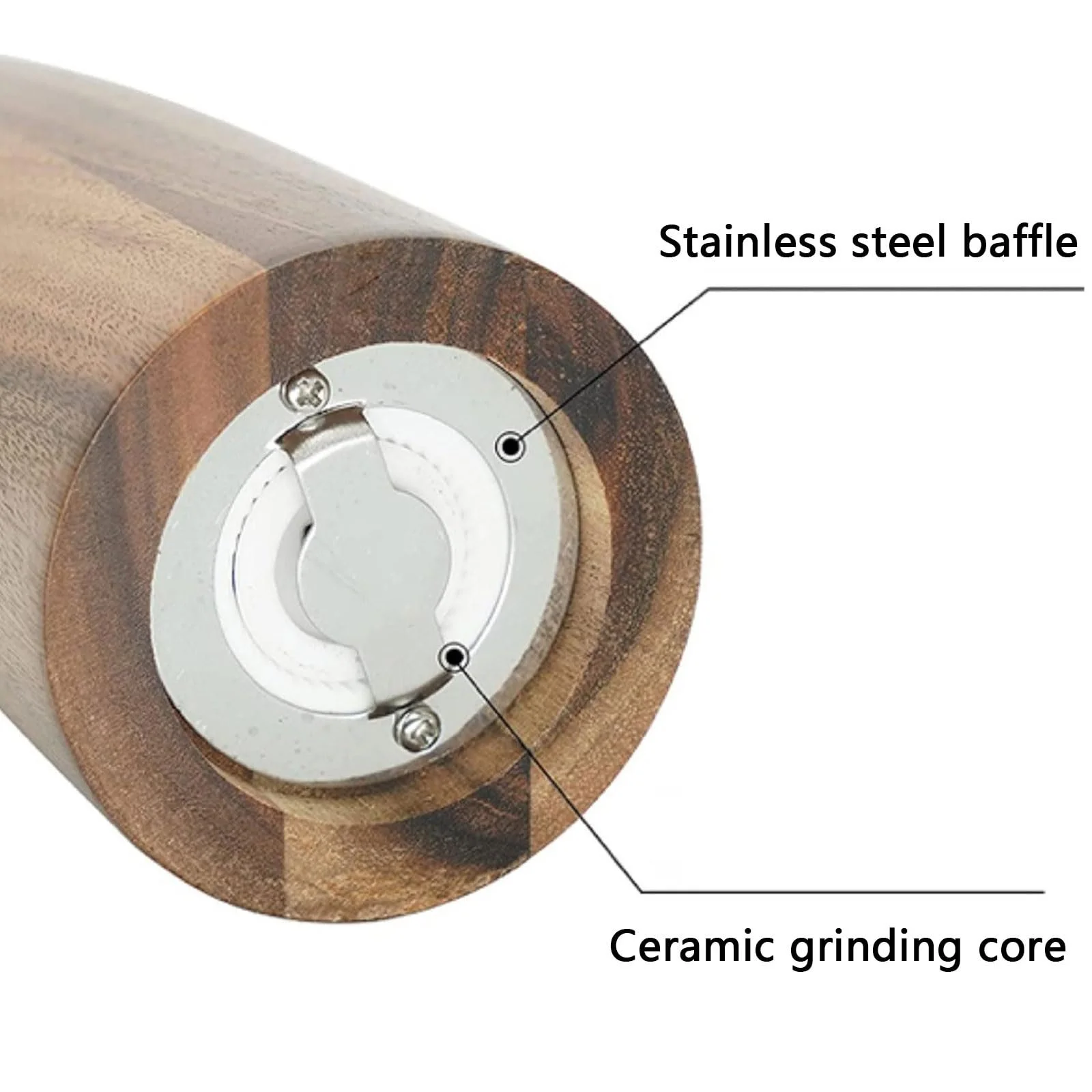 Набір Деревʼяних Млинків для Солі та Спецій з Регульованим Керамічним Механізмом, фото №4