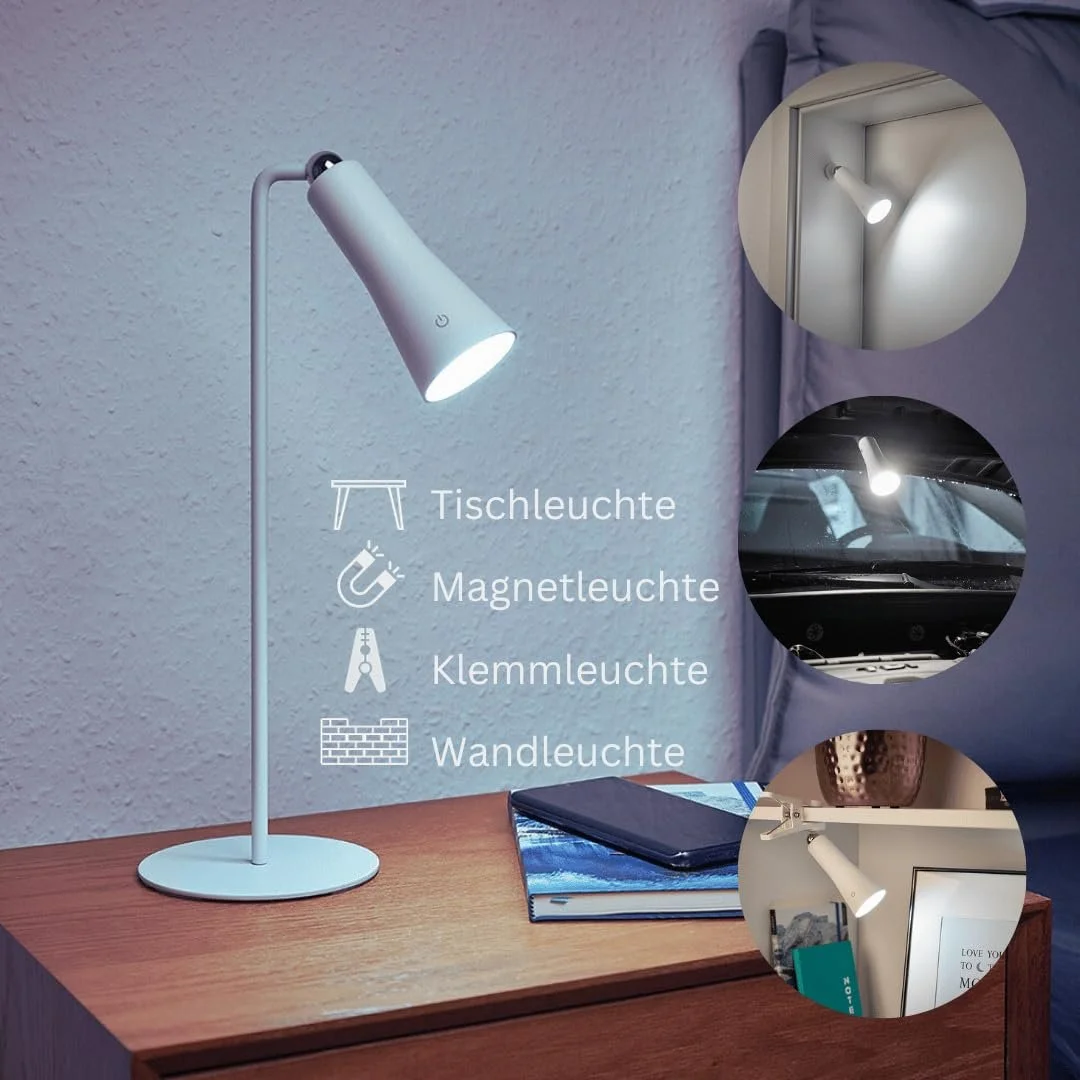Настільна лампа MeLiTec MeLiMag USB із затискачем димована Біла, фото №6