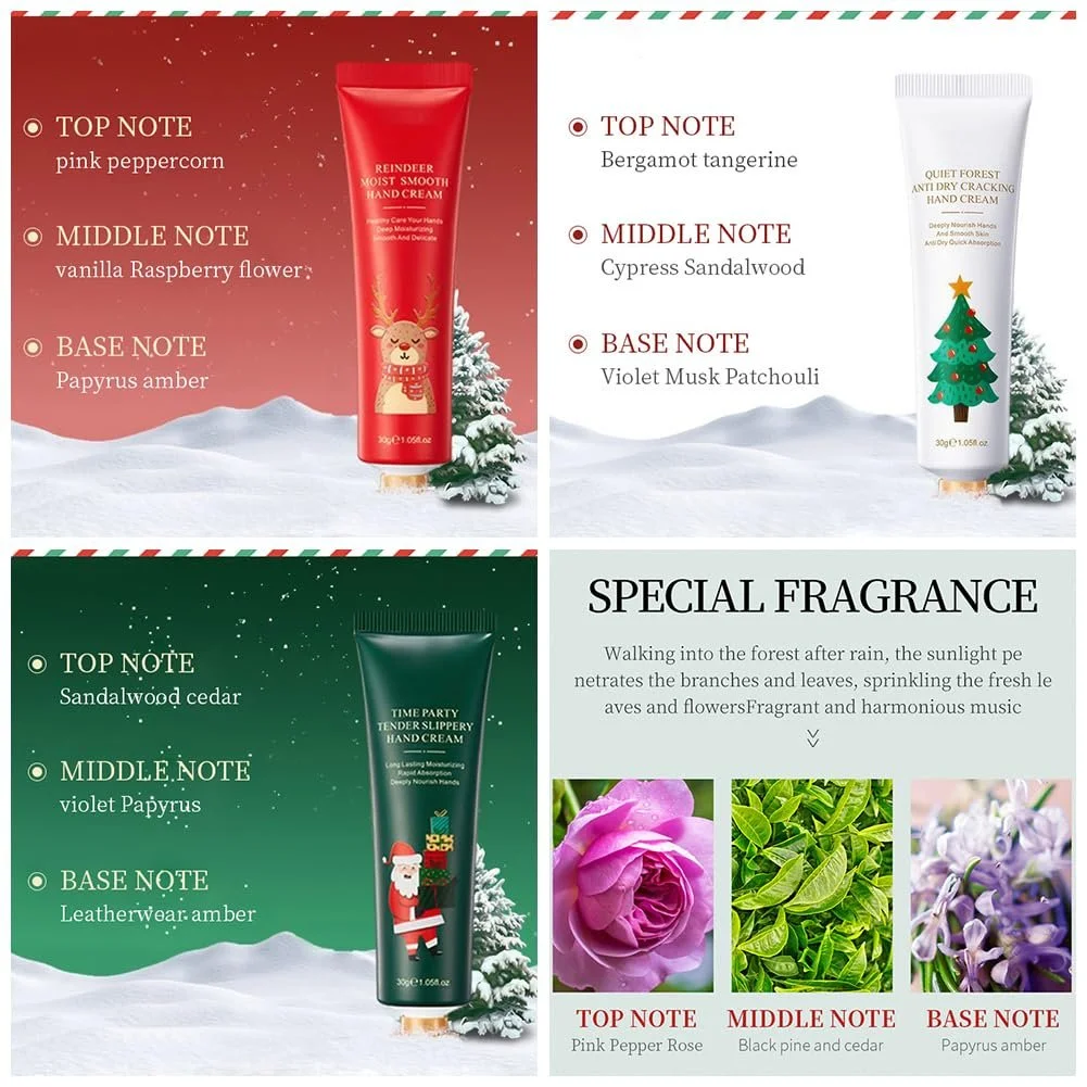 Набір різдвяних кремів для рук Mini, набір міні-кремів для рук, 5 шт, фото №6
