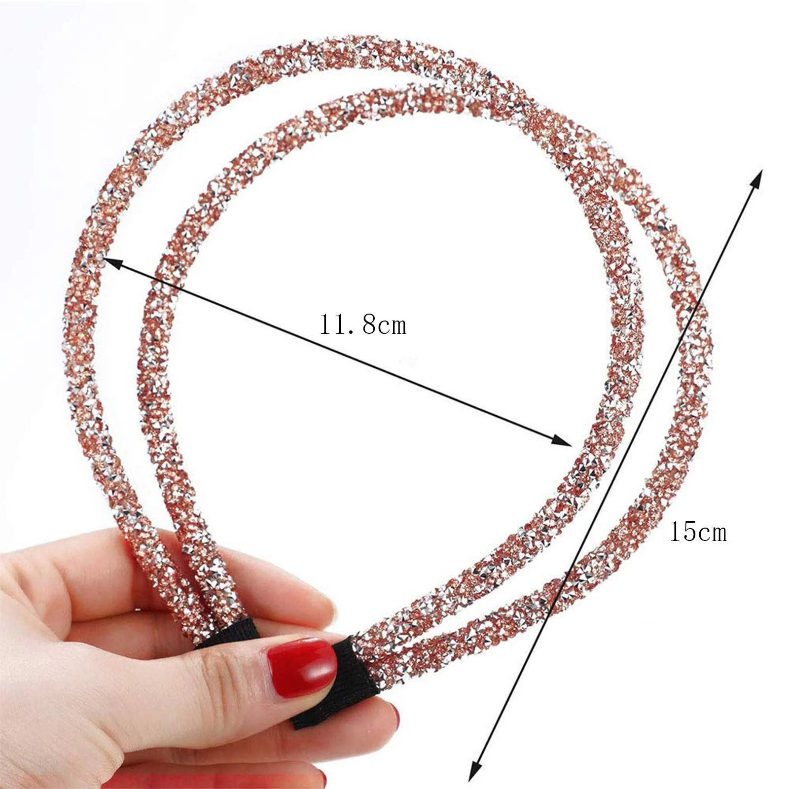 Обруч Блестящий со стразами, 4 шт, фото №4