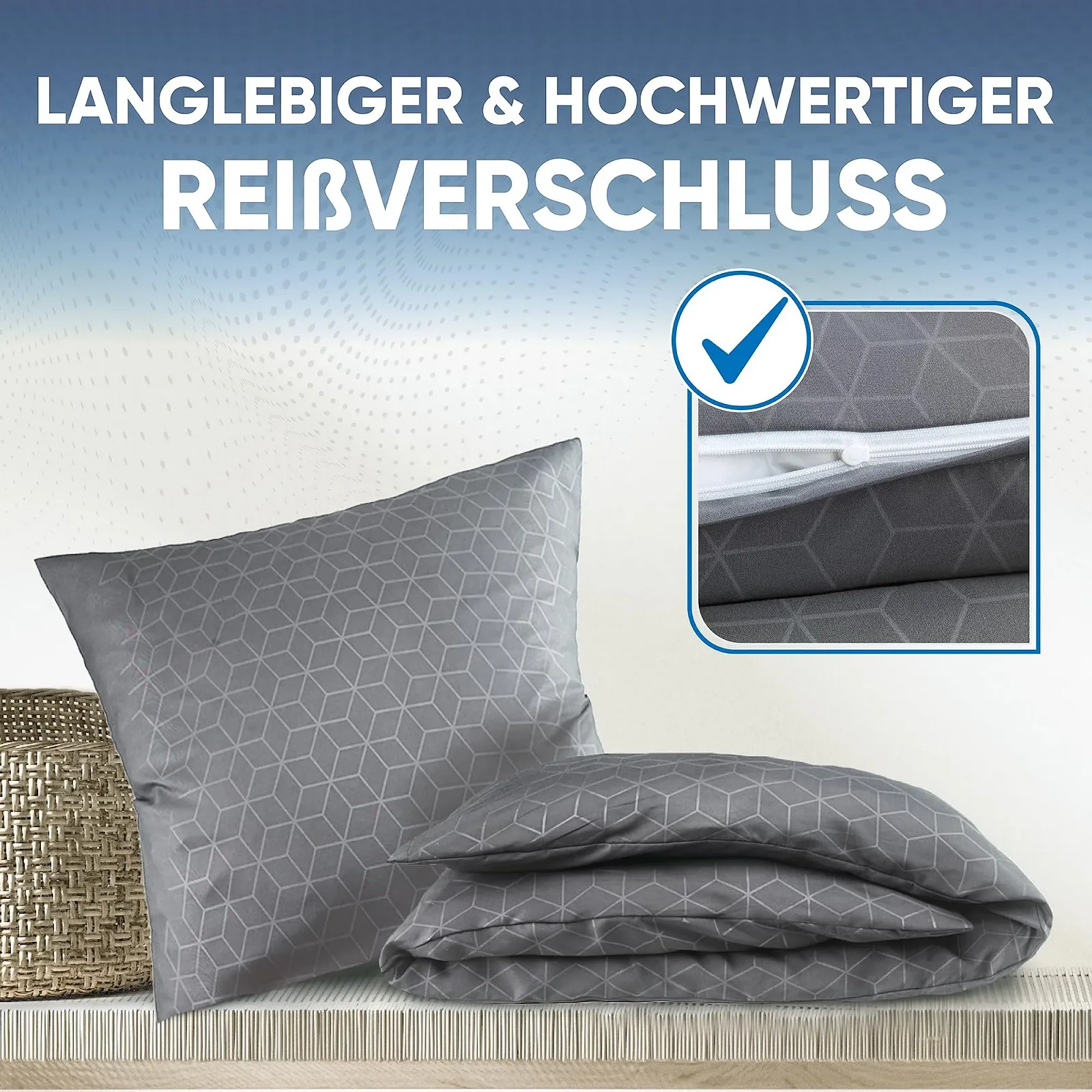 Комплект постільної білизни MALIKA з тисненим принтом 135 x 200 см 4 предмети ÖkoTex для алергіків 2 підковдри 135 x 200 см та 2 наволочки 80 x 80 см, фото №3