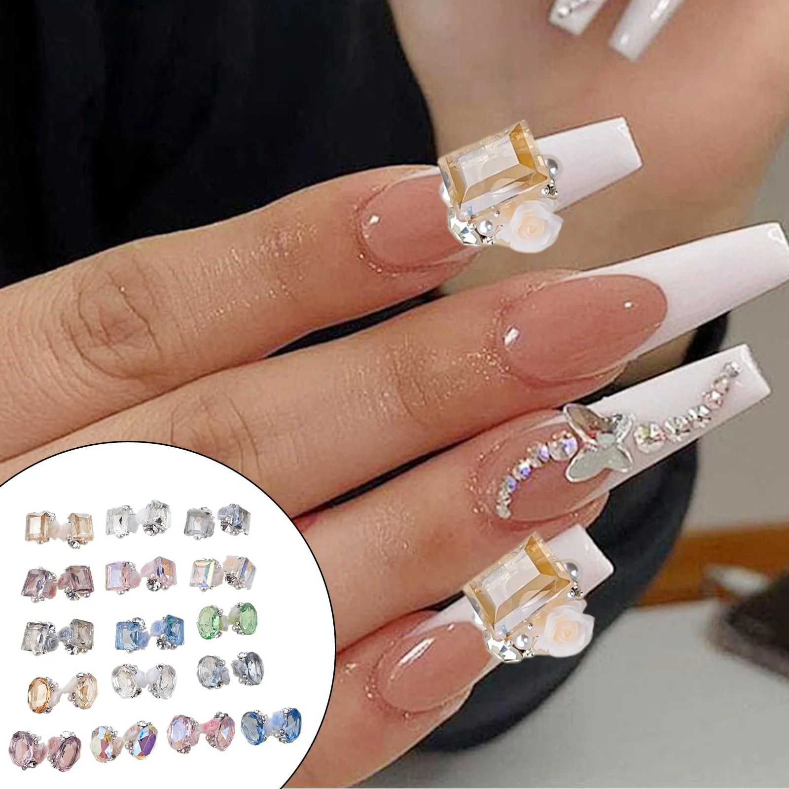 Стрази Квіткові Прямокутні Різнокольорові 4 шт, фото №7