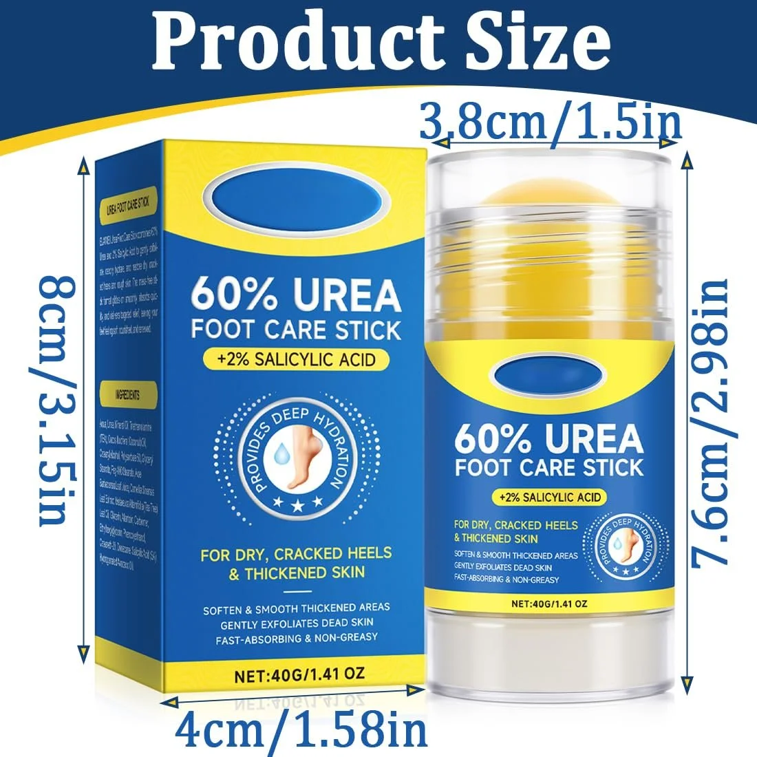 Стик-крем для ног с мочевиной 60% для потрескавшихся пяток и сухой кожи 30 г, фото №2