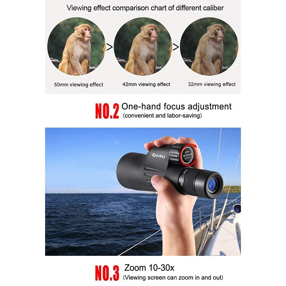 Монокуляр GeRRiT Teleskope Zoom 10–30x50 Prisma водонепроникний для кемпінгу з штативом, фото №5