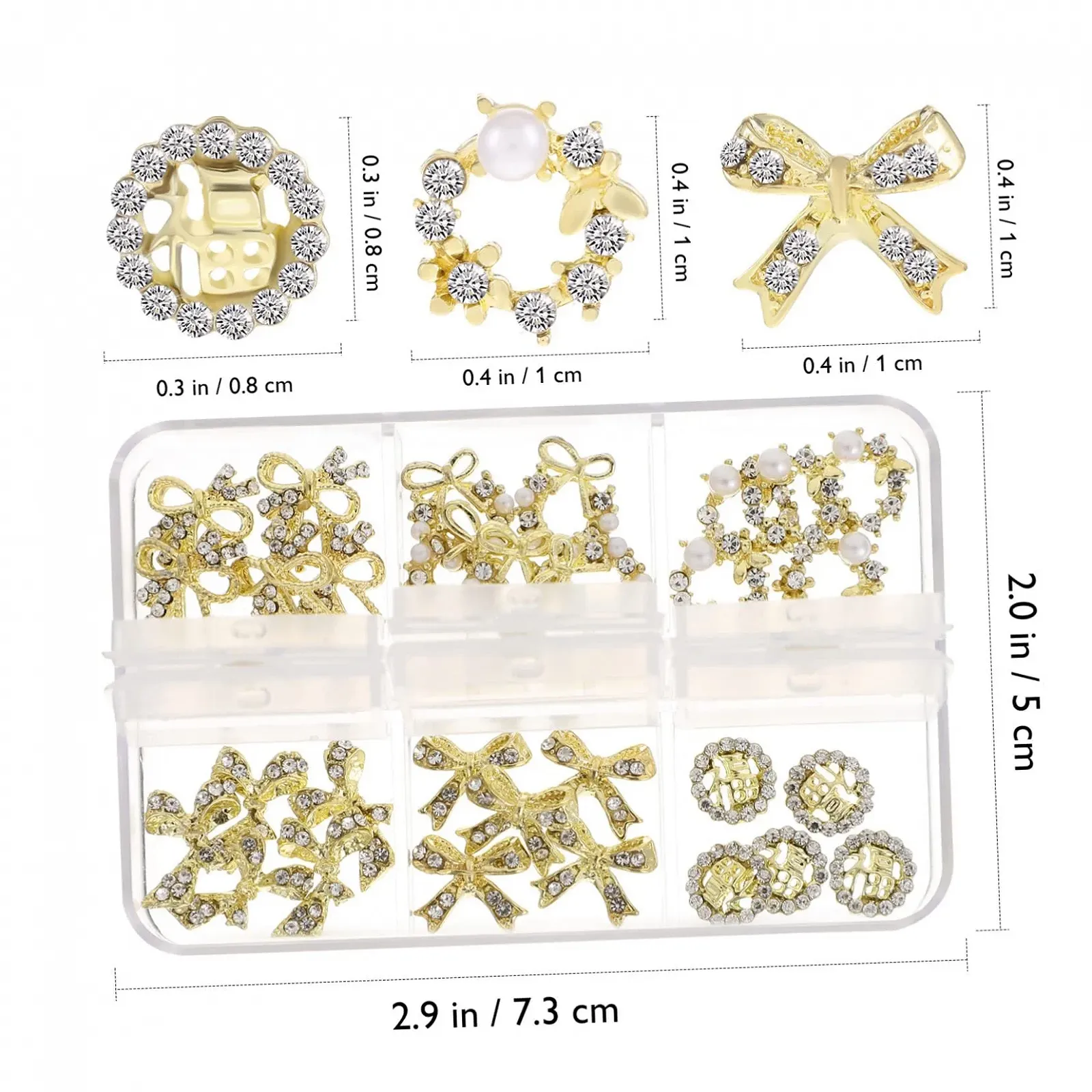 Металлические украшения для ногтей FRCOLOR Набор 4 шт. Универсальные стили Плоская задняя часть Аксессуары для маникюра 120 шт., фото №7