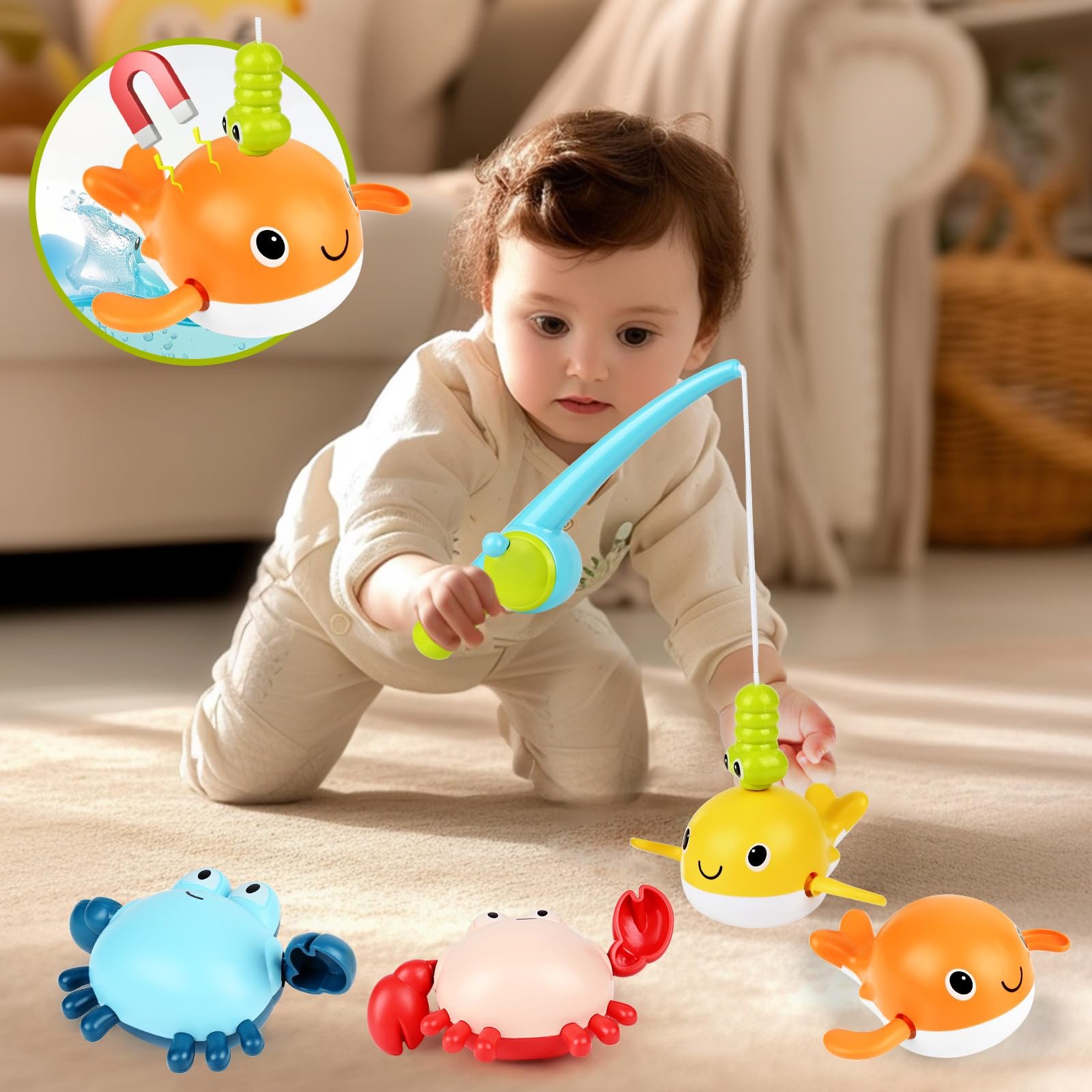 Игрушка для ванной Diealles Shine Рыбалка, 6 штук, фото №3