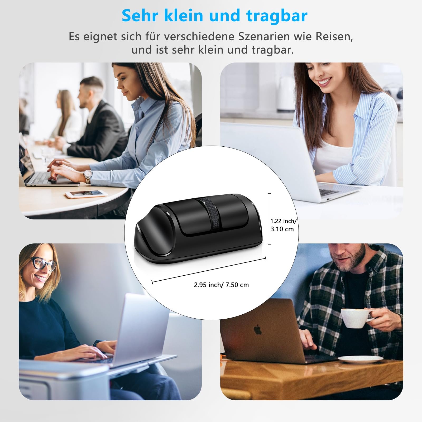 Мышь Bluetooth Horizontal, беспроводная перезаряжаемая (Dual Mode: BT 5.0 + 2.4G) 3200DPI Adjustable, тихая эргономичная для ноутбука, ПК, компьютера / Windows / Mac OS /, фото №8