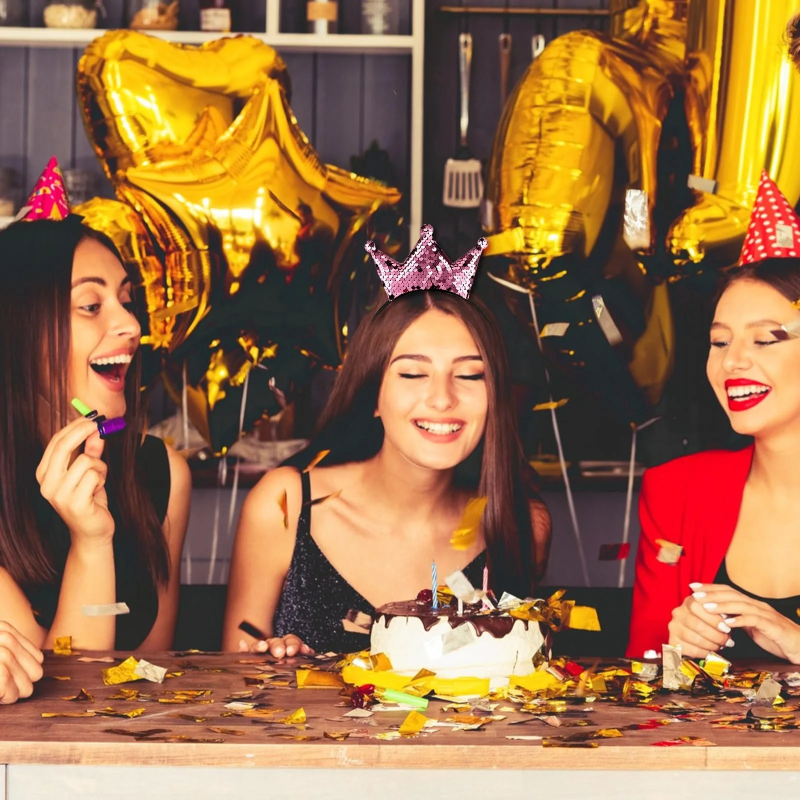 Обруч для волосся Корона з блискітками WLLHYF, фото №5