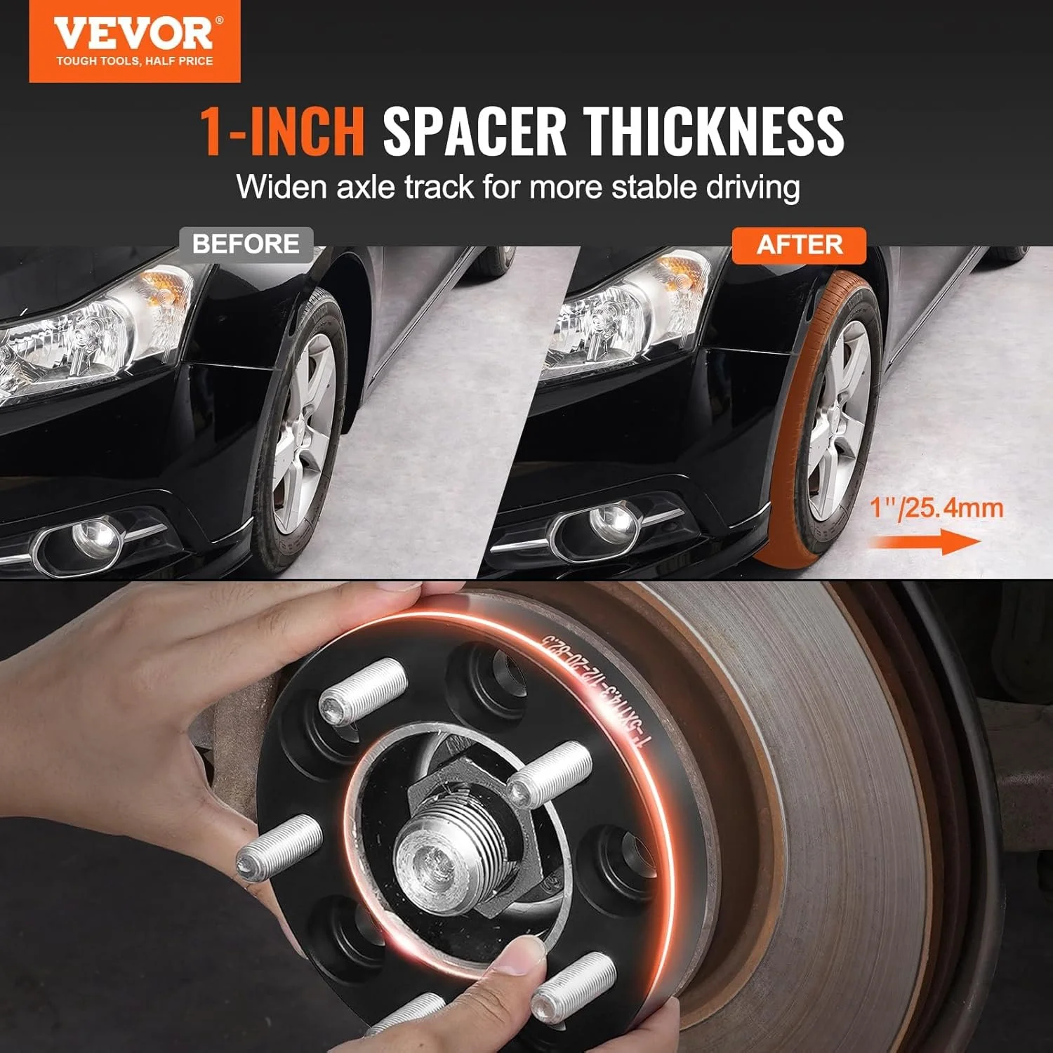 Проставки для коліс VEVOR 5450-5450-A-82.5-04 / Для Jeep та Ford 1984-2013 років випуску / 4 шт / Чорні, фото №4 Проставки для коліс VEVOR 5450-5450-A-82.5-04 / Для Jeep та Ford 1984-2013 років випуску / 4 шт / Чорні, фото №4