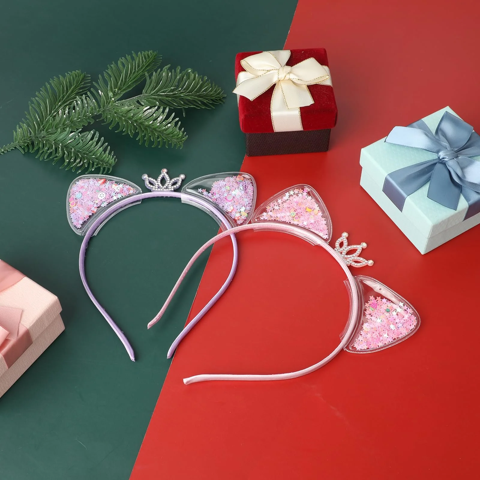 Набір з 2 Обручів з котячими вушками з короною, фото №4