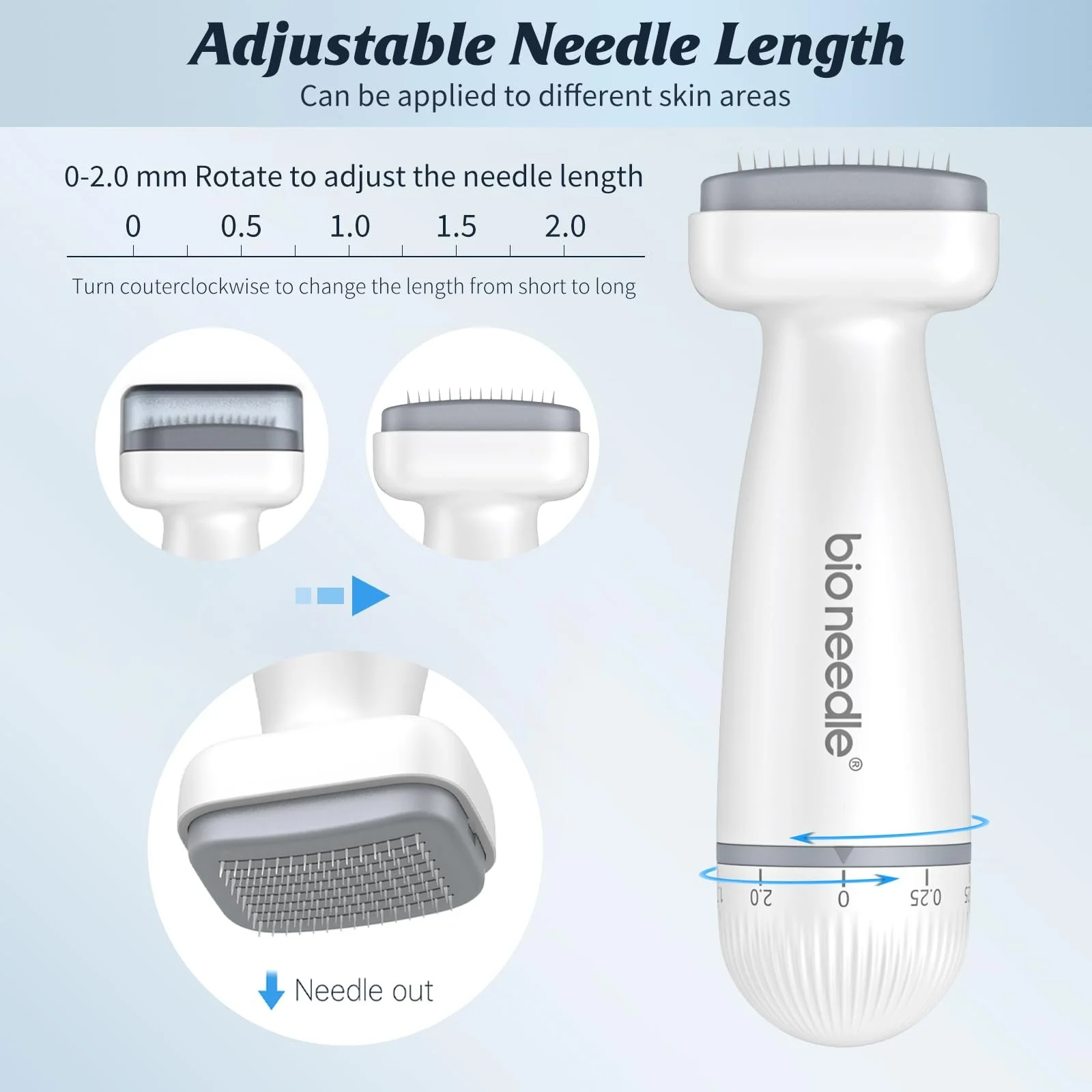 Дерма-штамп BIO120 для мікронідлінгу, регульований 0-2.0 мм, професійний, фото №2