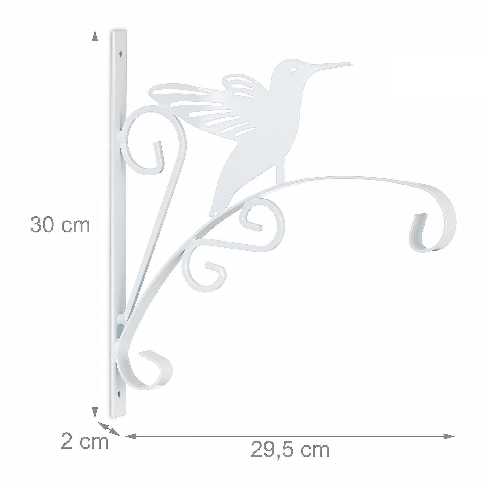 Тримач для підвісних кошиків Relaxdays Птах Настінний 30 x 29.5 x 2 см Залізо Білий, фото №4