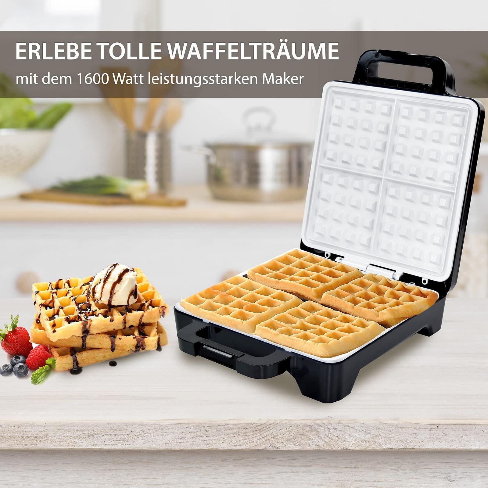 Вафельница Syntrox Germany XLC 1600 Вт для 4 бельгийских вафель, керамическое покрытие, черный/нержавеющая сталь, фото №6