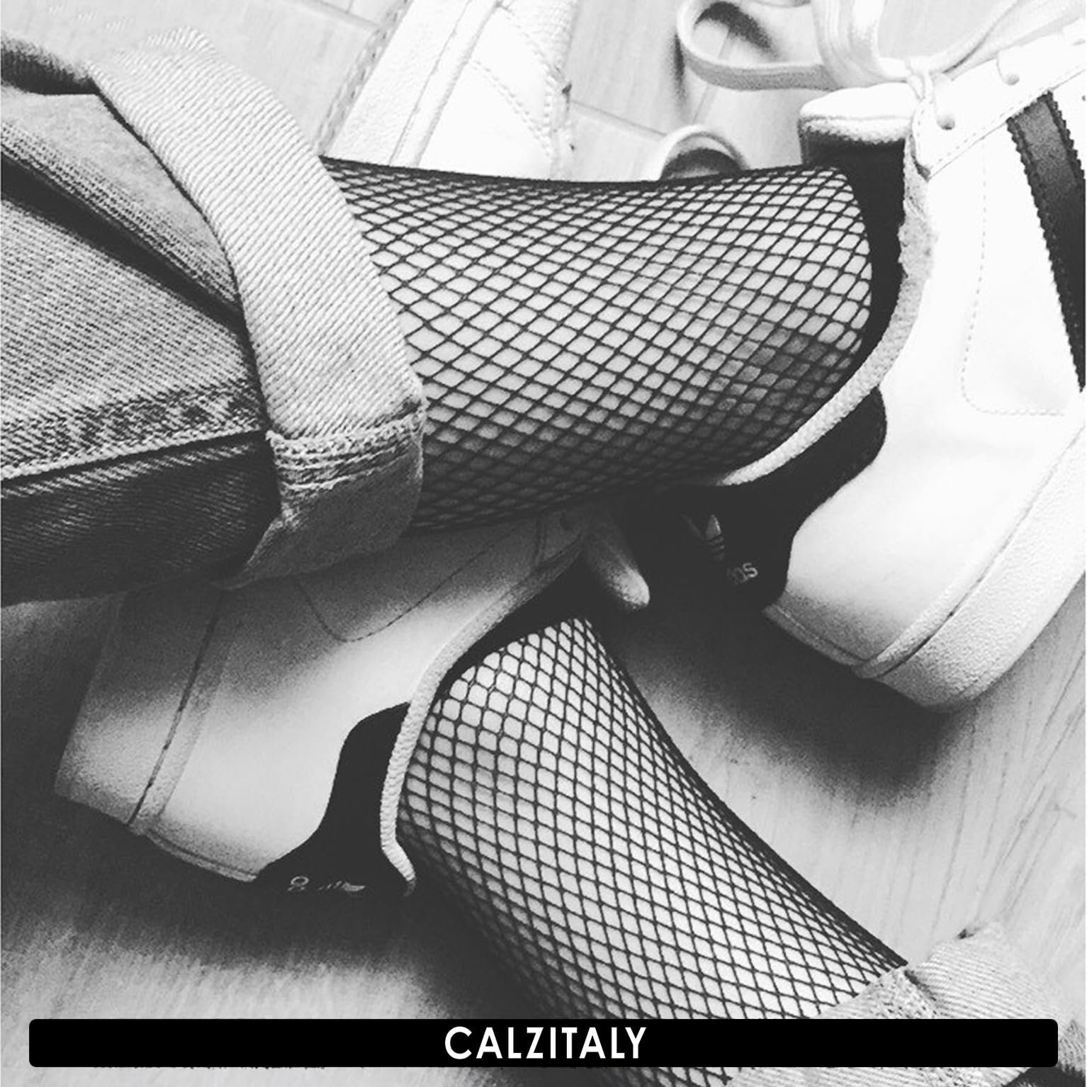 Чулки Calzitaly Fishnet с мелкими отверстиями, 2 пары, Черный Бежевый, фото №7