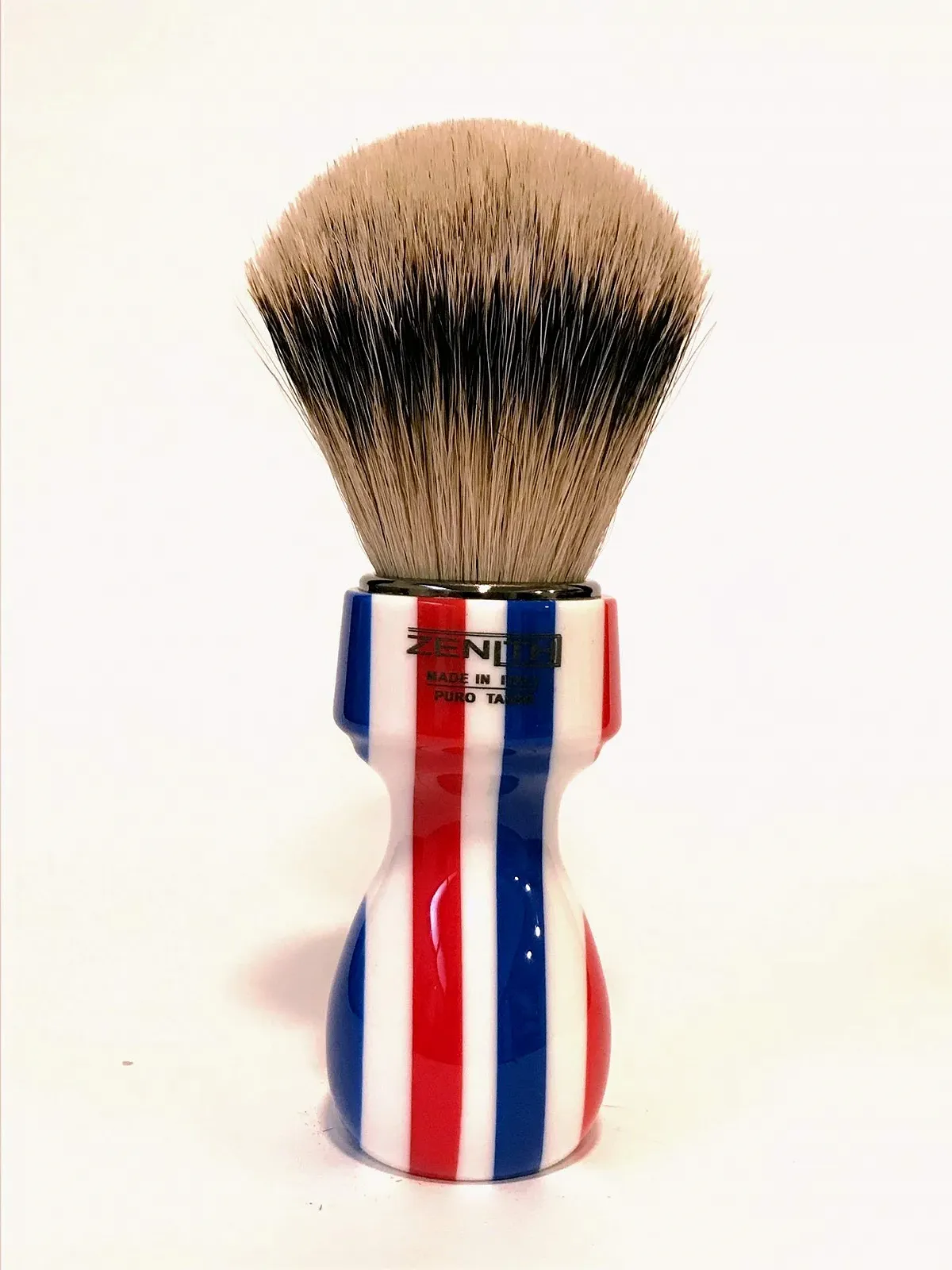 Помазок для бритья Zenith Barber Pole 100% ворс барсука Silvertip Badger, фото №1 Помазок для бритья Zenith Barber Pole 100% ворс барсука Silvertip Badger, фото №1